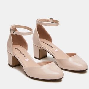 Steve Madden PRETTYY Blush Patent Leather Block Heel size 2